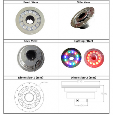 316 stainless steel led underwater light